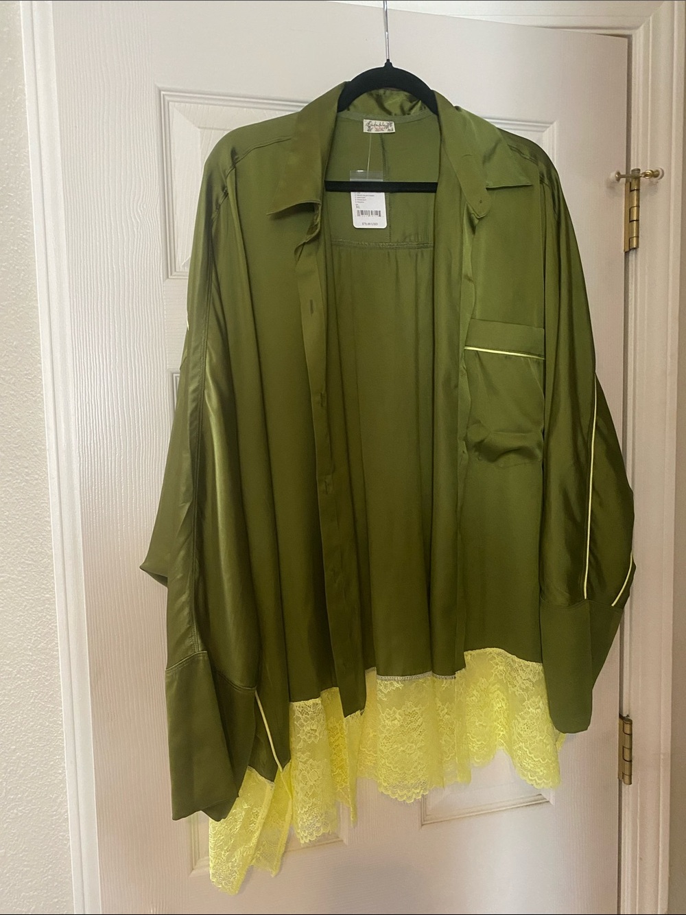 Olive Green Lace-Hem Women's Coat